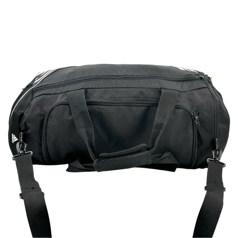 Vintage Adidas Black Large Duffle Duffel Travel Bag w/ Removable Shoulder Strap